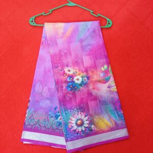 Multicolor Digital Print Pink Saree – ডিজিটাল প্রিন্ট শাড়ী – পূজার শাড়ি কালেকশন