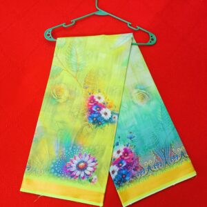 Multicolor Digital Print Yellow Saree – ডিজিটাল প্রিন্ট শাড়ী – পূজার শাড়ি কালেকশন