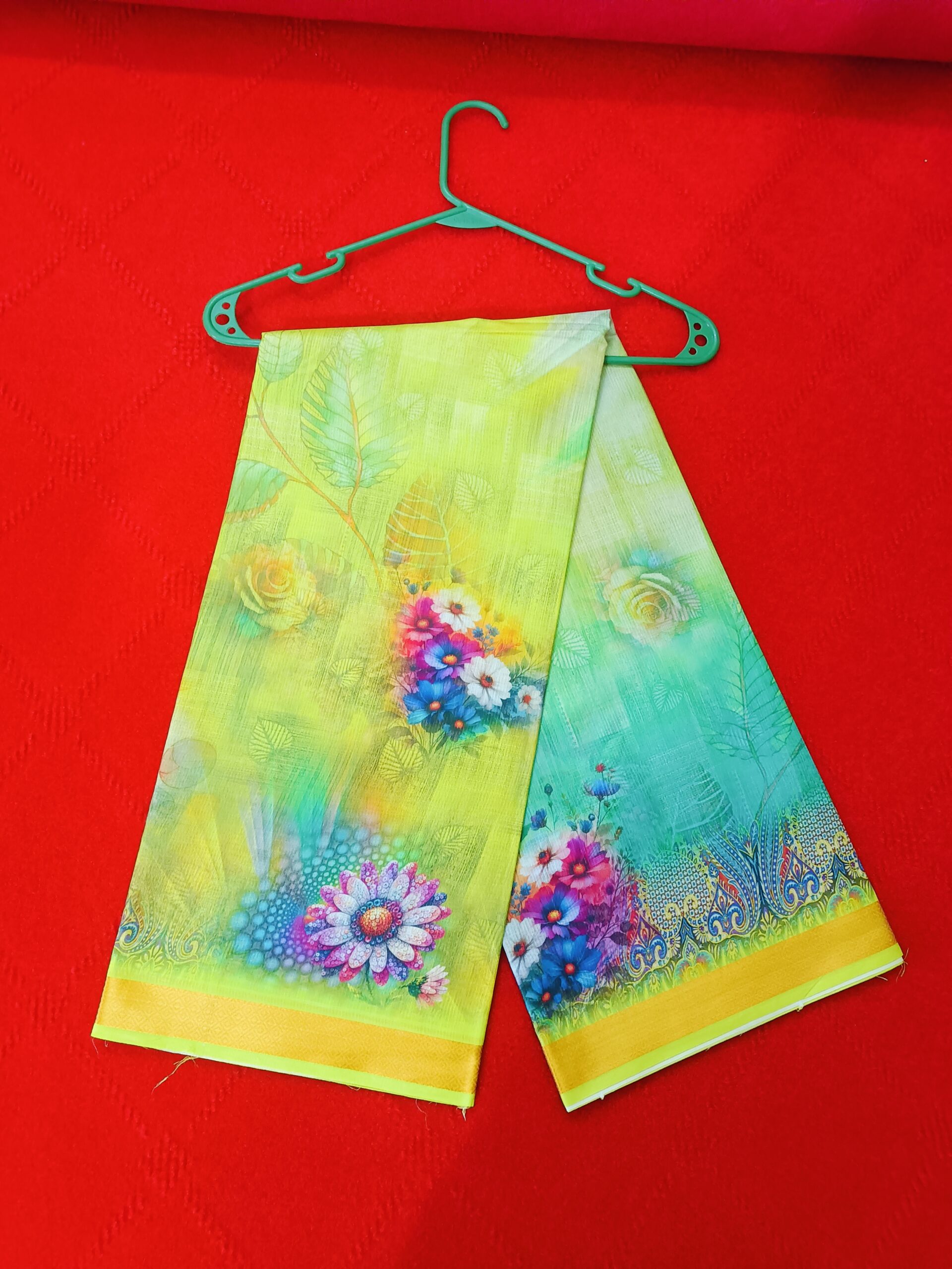 Multicolor Digital Print Yellow Saree – ডিজিটাল প্রিন্ট শাড়ী – পূজার শাড়ি কালেকশন